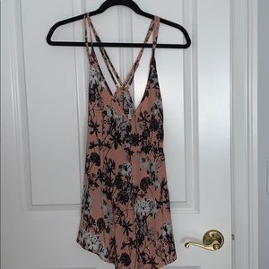 Pink floral print romper